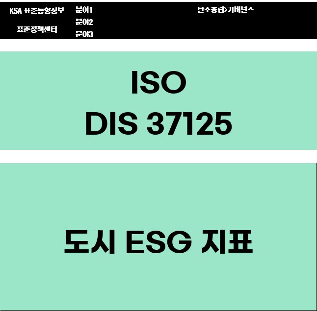 ISO/PRF 37125 지속가능한 도시를 위한 ESG 지표  대표이미지